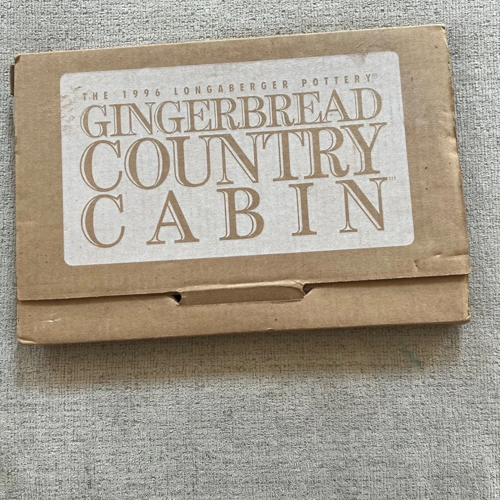 Longaberger Pottery 1996 Gingerbread Country Cabin Mold Baking Stone with Box